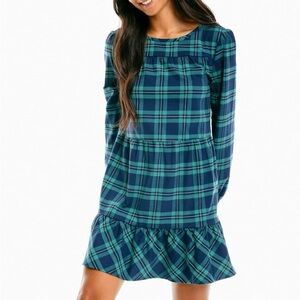 Southern Tide Nadia Intercoastal Flannel Dress in Evening Emerald